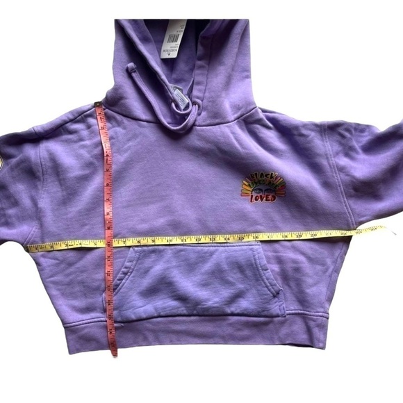 CROSS Colours cropped hoodie pullover sweater lilac Black Lives Are Loved size M - Picture 12 of 13